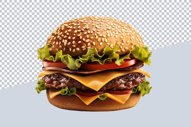 Burger Rendu En 3d Sur Un Fond Transparent