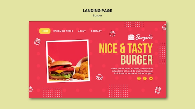 PSD burger restaurant vorlage landing page