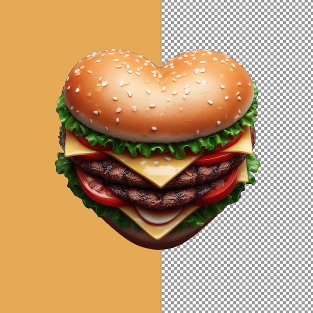 PSD burger romântico em forma de coração para o dia dos namorados png