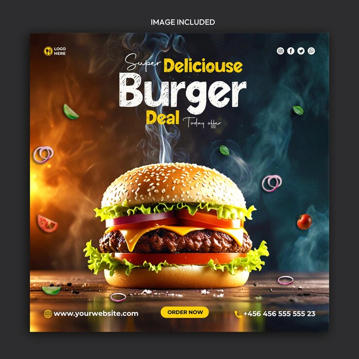 Burger social media Ai banner e modello di banner per Instagram
