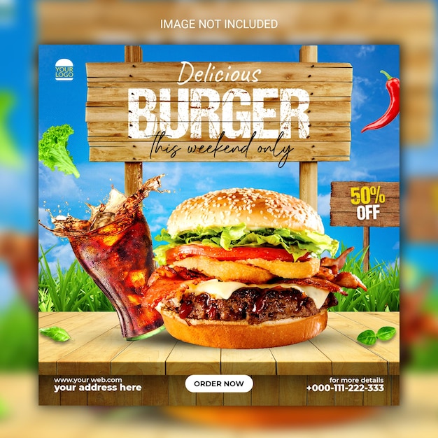 Burger-social-media-banner und speisekarten-design.