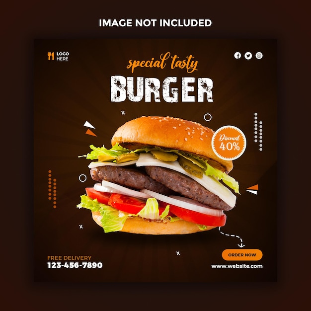 Burger Social-Media-Post-Banner-Vorlagendesign