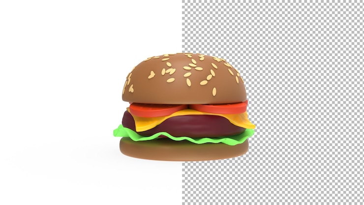 PSD burger vue de face sans ombre rendu 3d