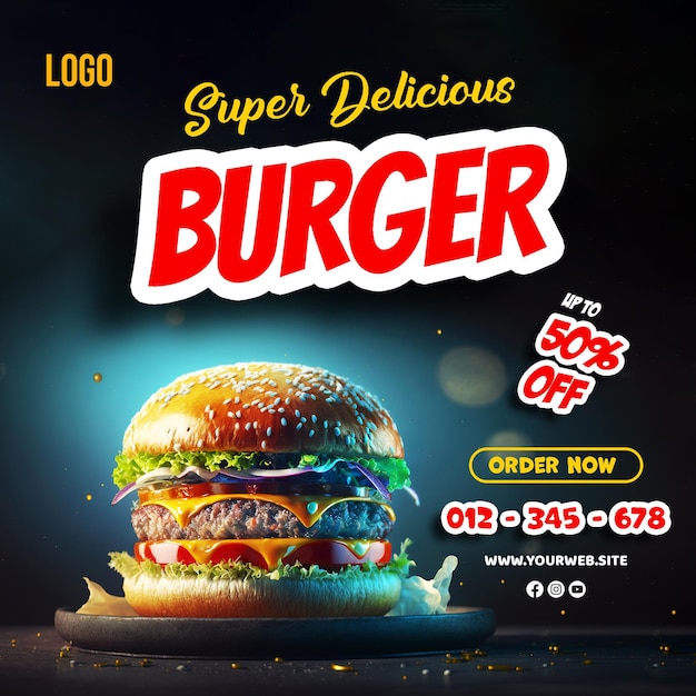 Burger-Werbung Burger-Poster mit leckerem Burger-Hintergrund