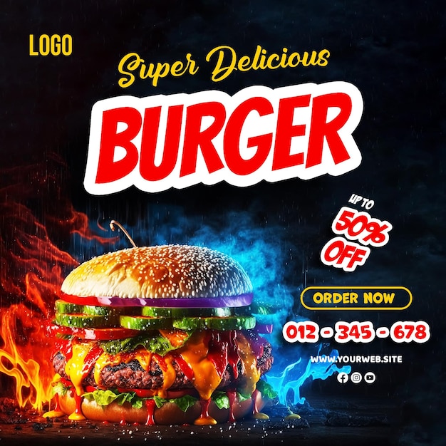 Burger-Werbung Burger-Poster mit leckerem Burger-Hintergrund