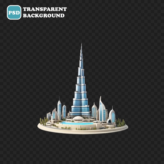 Burj khalifa-symbol isoliert 3d-render-illustration