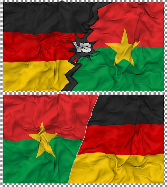 Burkina Faso contra Alemania Media bandera combinada con textura en 3D
