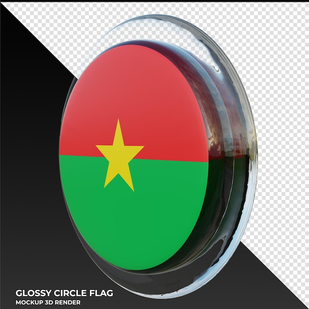 PSD burkina faso0002 drapeau de cercle brillant texturé 3d réaliste