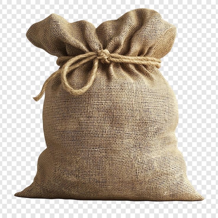 PSD burlap sack tied with rope