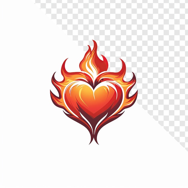 PSD burning heart-logo-design auf durchsichtigem hintergrund