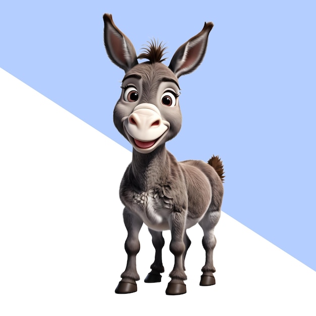 PSD burro bonito e feliz em 3d