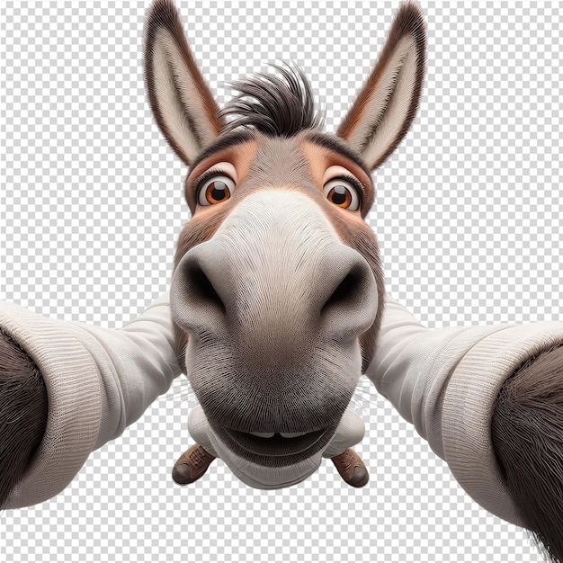 PSD un burro con una cara graciosa se muestra con una imagen de un burro en él