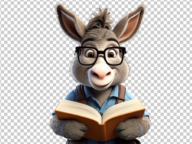 PSD el burro estudiando el dibujo animado de la mascota