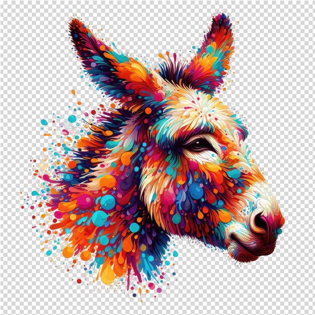 PSD un burro con manchas de colores es dibujado por puntos de colores