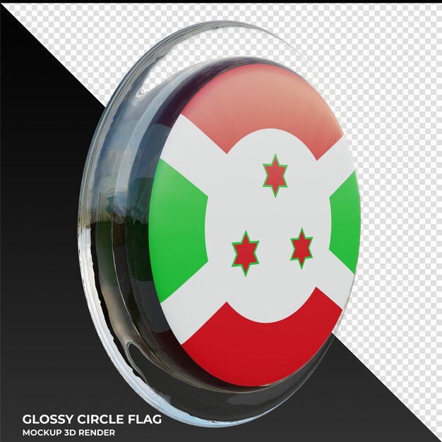 Burundi0003 Drapeau de cercle brillant texturé 3d réaliste