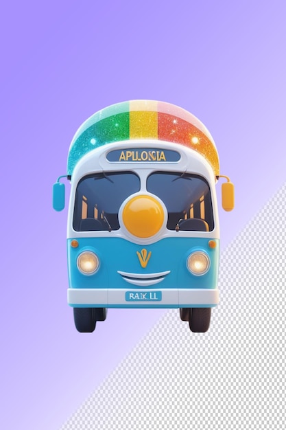 Bus de ilustração psd 3d isolado em fundo transparente