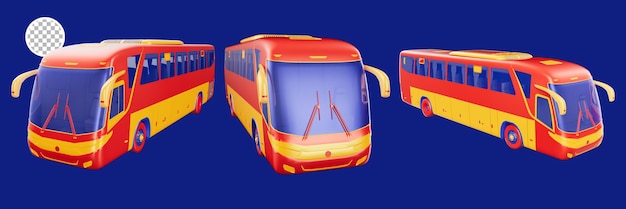 PSD bus d'objet de voyage de rendu 3d