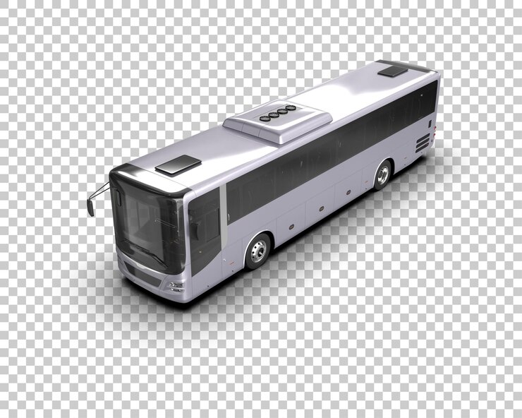PSD bus realistico isolato sullo sfondo illustrazione di rendering 3d