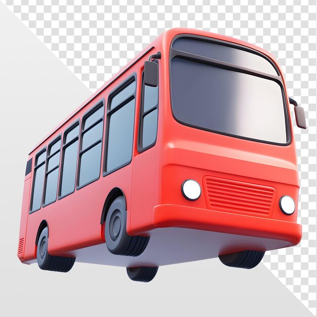 Bus renderizzato in rosso 3D su sfondo trasparente