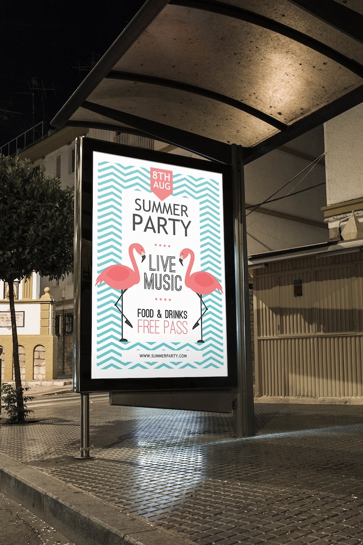 PSD bus stop cartellone mockup