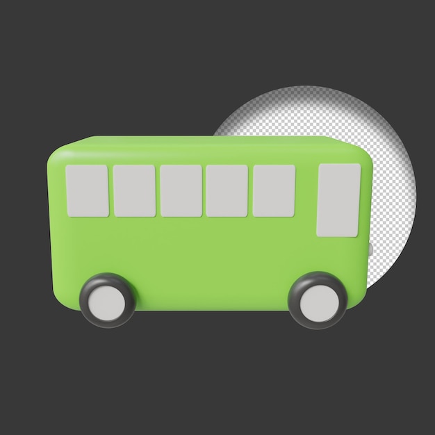 PSD un bus vert avec des fenêtres blanches est représenté dans un cercle.