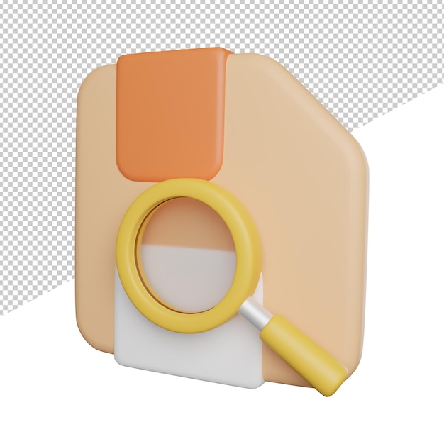 Buscar archivo Guardar vista lateral 3d renderizado icono ilustración sobre fondo transparente