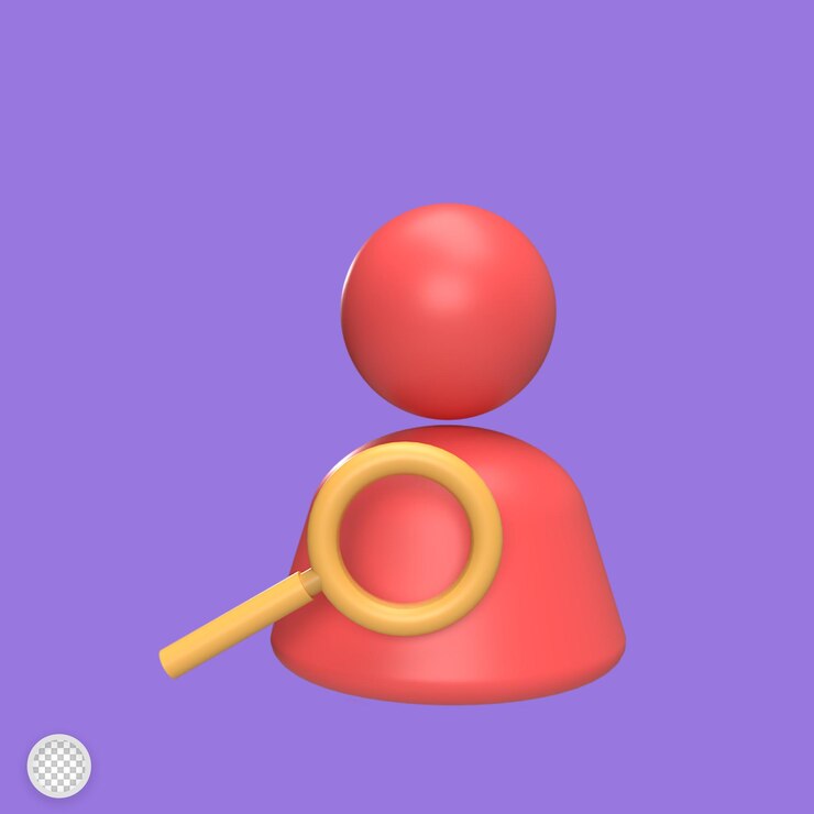 PSD buscar personas icono 3d modelo dibujos animados estilo render ilustración