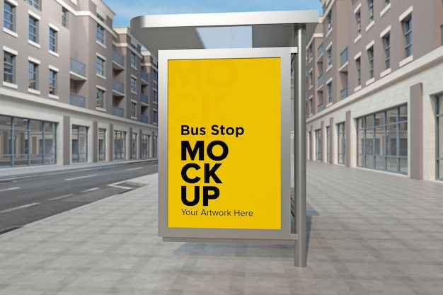 Bushaltestelle billboard bus shelter signage mockup 3d-rendering