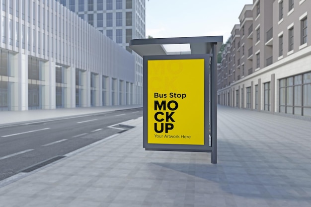 Bushaltestelle Billboard Bus Shelter Signage Mockup 3D-Rendering