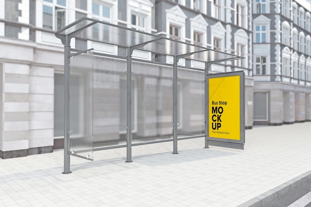 Bushaltestelle billboard bus shelter signage mockup 3d-rendering