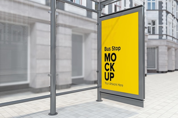 Bushaltestelle Billboard Bus Shelter Signage Mockup 3D-Rendering