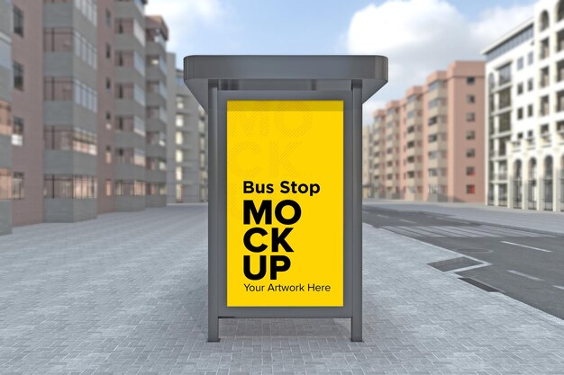 Bushaltestelle Billboard Bus Shelter Signage Mockup 3D-Rendering