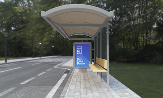 Bushaltestelle bus shelter sing mockup 3d rendering