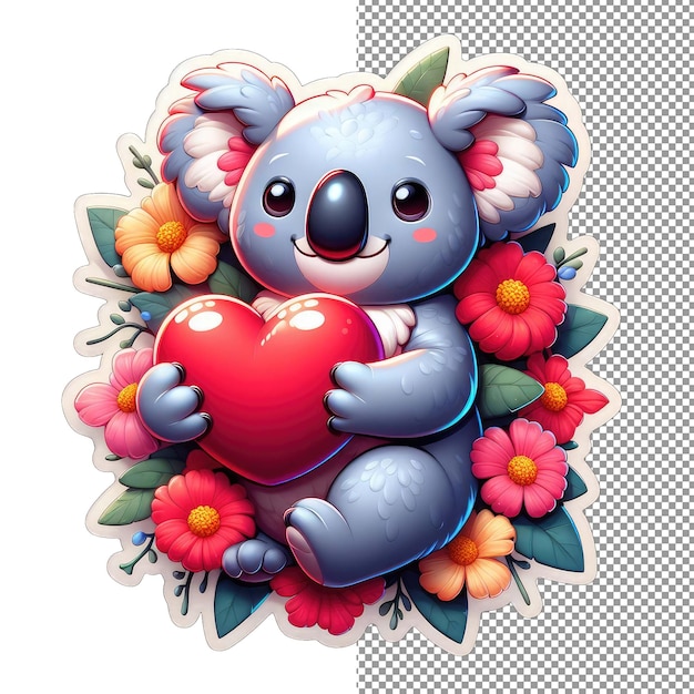 PSD bushland amado koala com um adesivo de coração