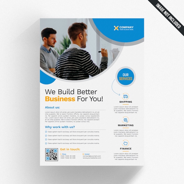 Business-broschüre-modell mit blauen elementen