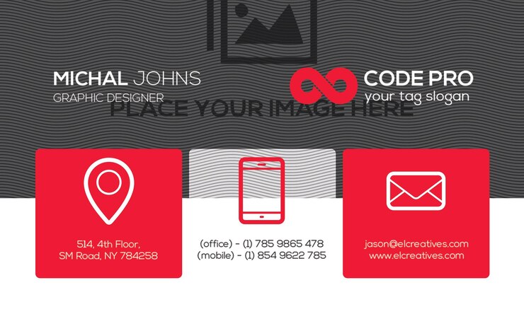 PSD business card template with contact details and logo