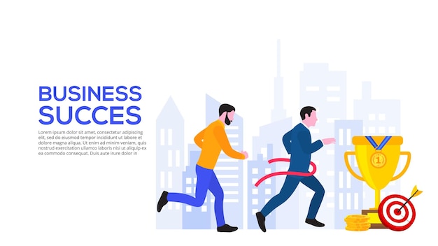 Business-Design-Konzept mit Menschen und Gold Cup Flat Illustration