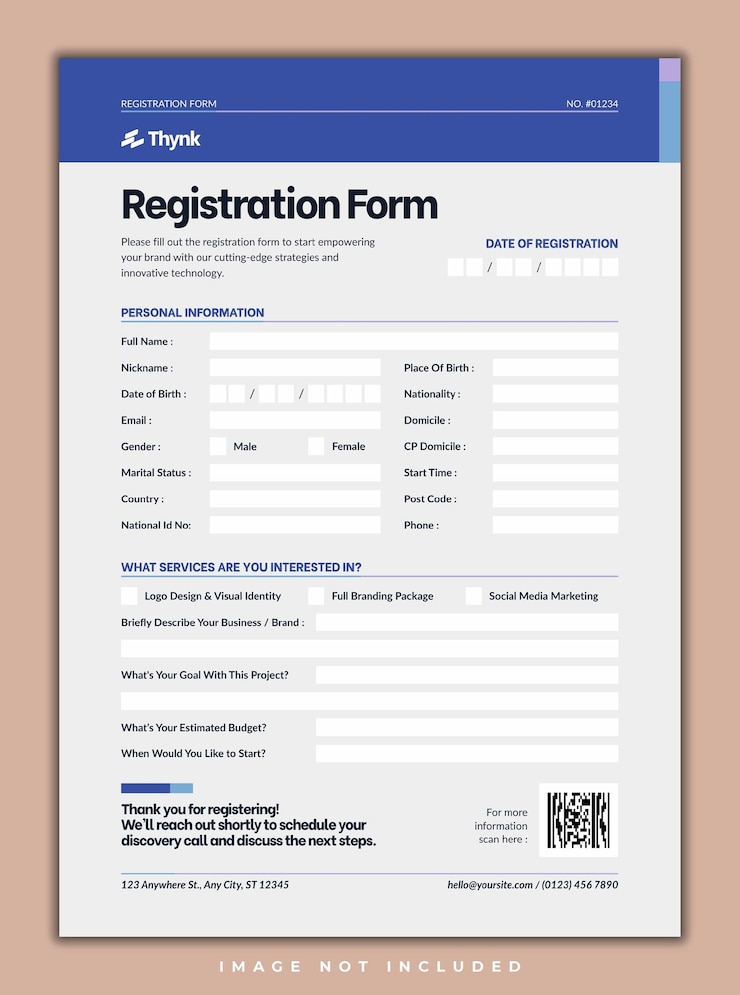 PSD business event registration form template