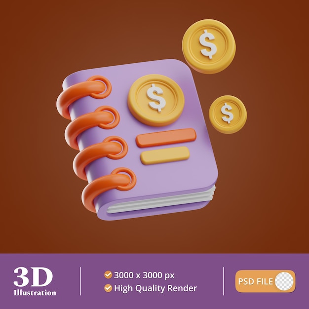 business financial accounting book illustration 3d