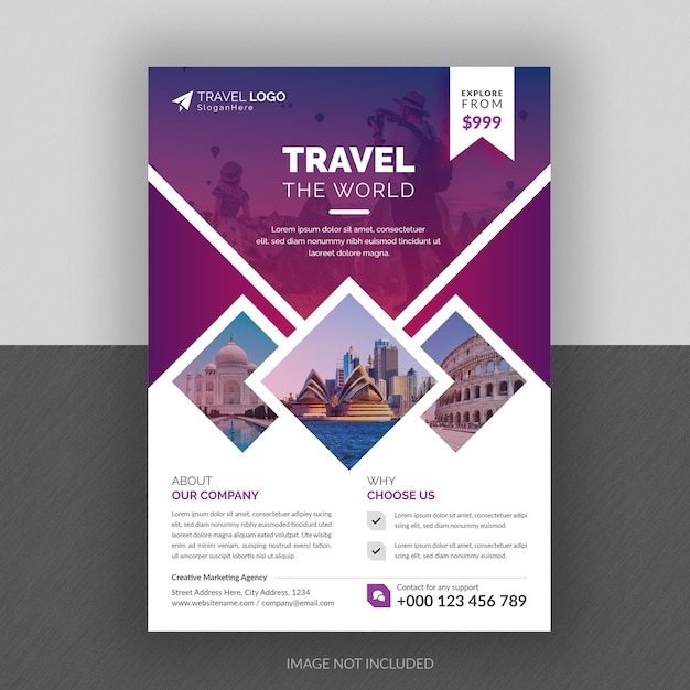 PSD business-flyer-design und broschüren-deckblattvorlage für reisebüros