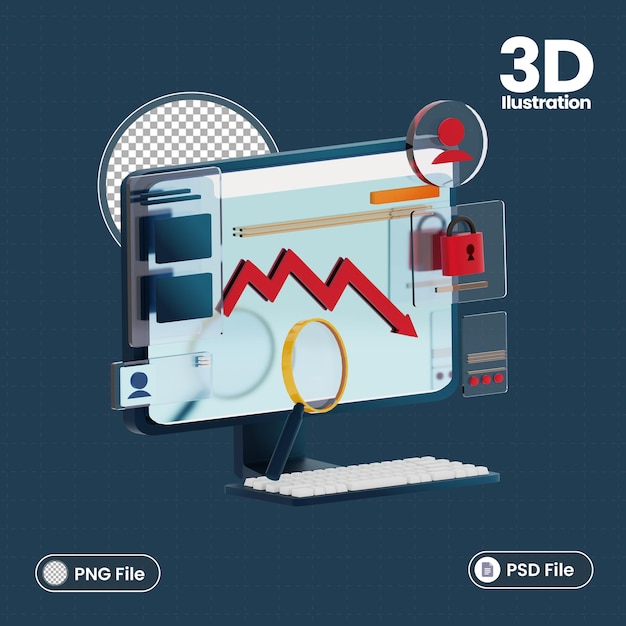 PSD business-gerät-computer-symbol 3d-darstellung