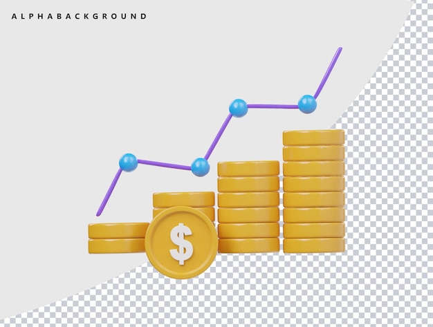 Business growth icon 3d render illustration