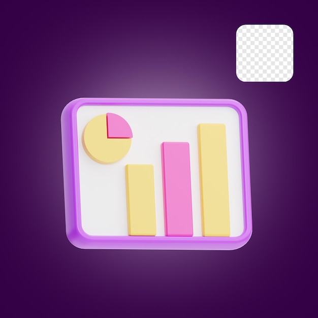 Business-Icon-Diagramm mit Diagrammleiste 3D-Darstellung