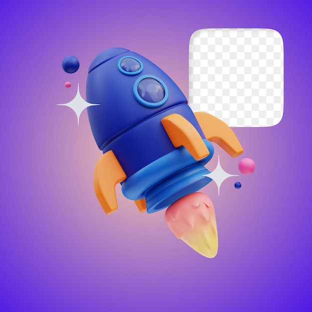 Business icon raketenstart 3d-illustration