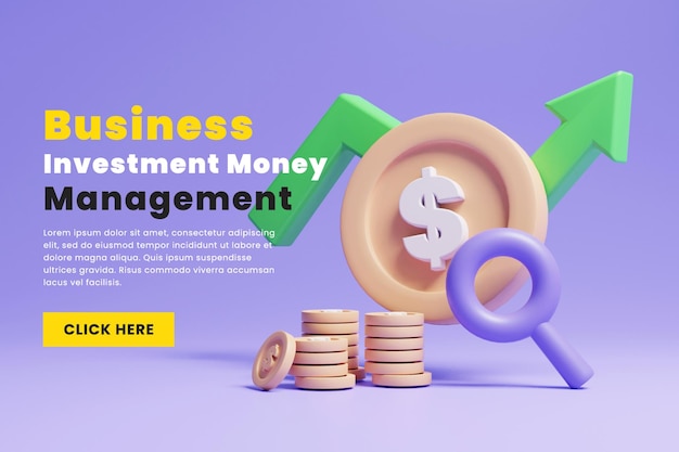 Business investment money management website landing page oder business invest management web header