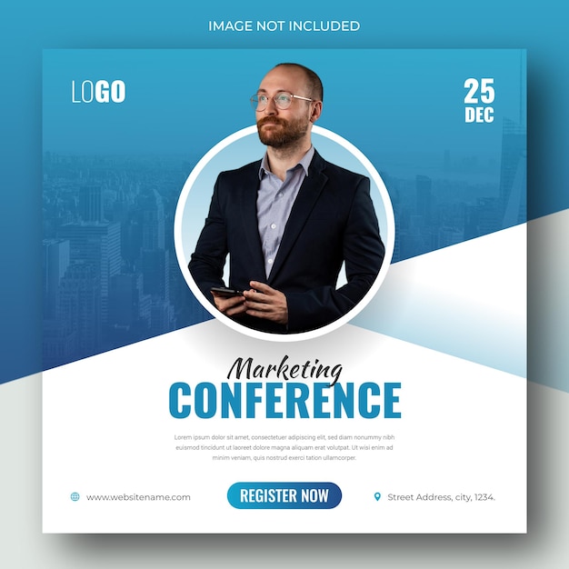 Business-konferenz-social-media-web-banner-quadrat-flyer-design-vorlage