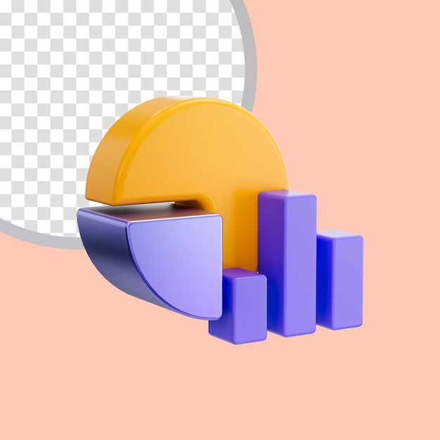 Business-Kreisdiagramm und Liniensymbol 3D-Renderkonzept zur Analyse von Informationen wachsen Gewinn