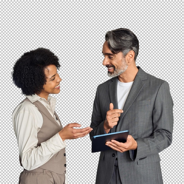 Business professionals discussing a project