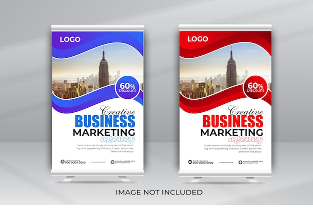 Business Roll Up o Table Banner Template con design astratto