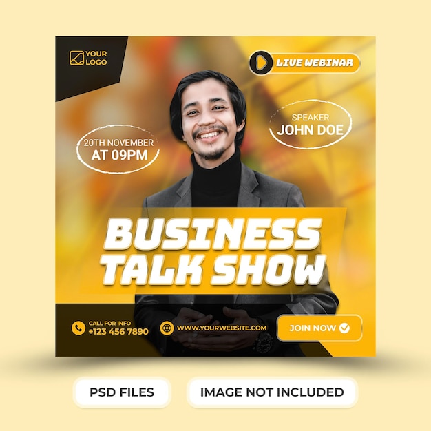 Business-talkshow-werbung für social-media-instagram-post-vorlage premium psd